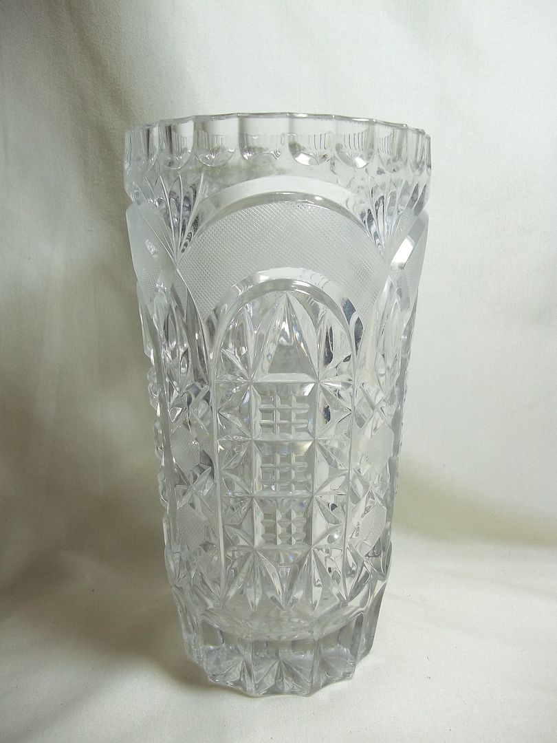 Vintage Large Leaded Crystal Vase Cut Glass Clear Decorative Elegant Etched Ebay